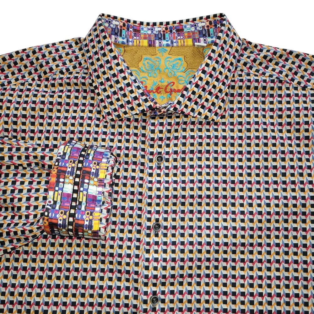 Robert Graham Men's 2XL Embroidered Statement Shirt Multicolor Designer EUC